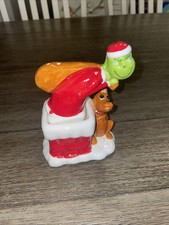 The Grinch and Max Christmas Holiday Santa Ceramic Salt  Pepper Shakers