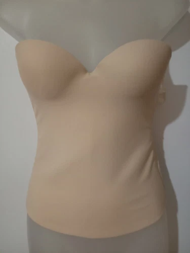 NWT QT Intimates Longline Bridal Bra 32B Beige Strapless Molded Boned Smooth 