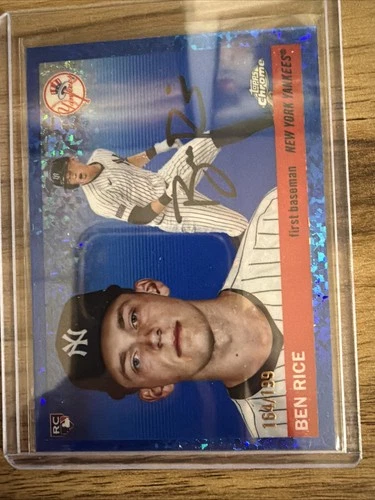2025 Topps Chrome Platinum Ben Rice Blue Mini Diamond Refractor /199 Yankees RC
