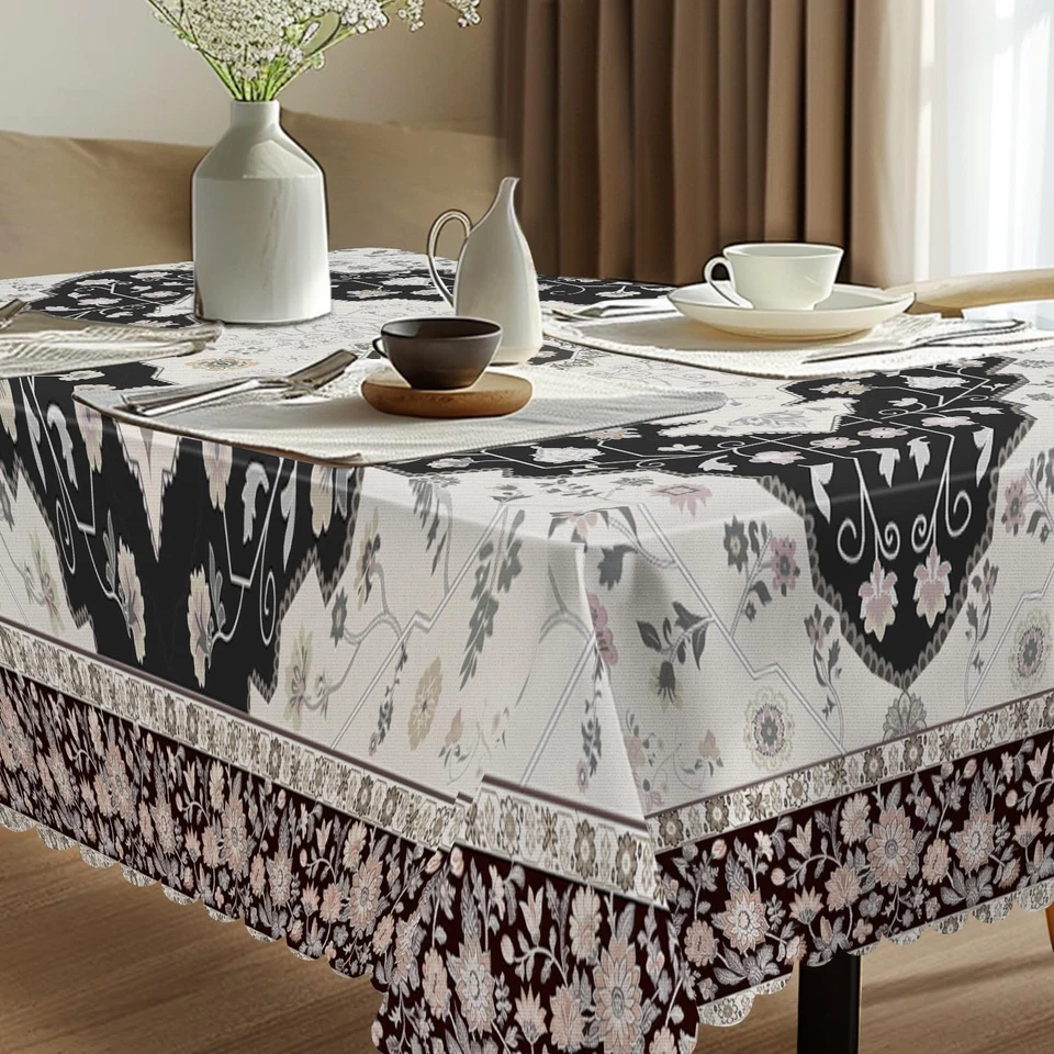 Nappe Rectangle Lavable Anti-Taches 140 x 180 cm, Nappe Florale Vintage, Napp... - Photo 3/4