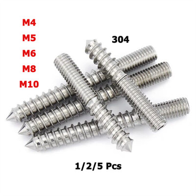 304 Hex Socket Hanger Bolt Double Headed Bolt Self-Tapping Screw for Furniture