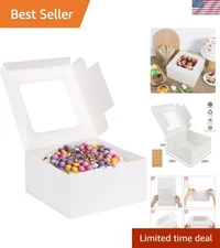 Cake Boxes 24pcs White Square Bakery Boxes with Window for Cakes Pastries Coo...