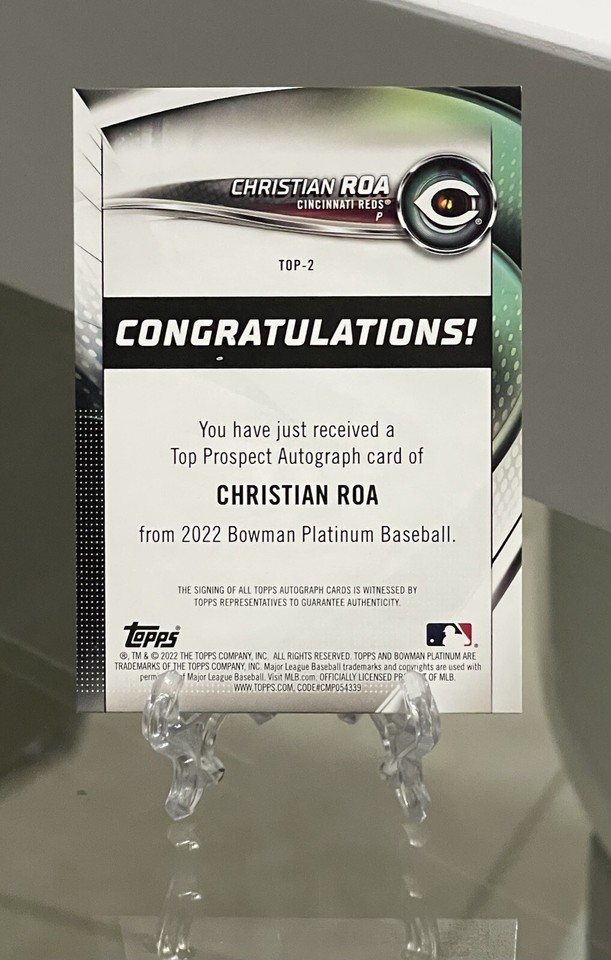 Christian Roa 2022 Bowman Platinum Top Prospects Auto #TOP-2 Reds | eBay
