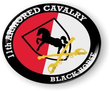 11th Armored Cavalry Black Horse 3d Domed Emblem Car Sticker Chrome Round Bezel