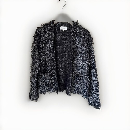 Die TOP. Metallic Grey Loophole Monster Cardigan