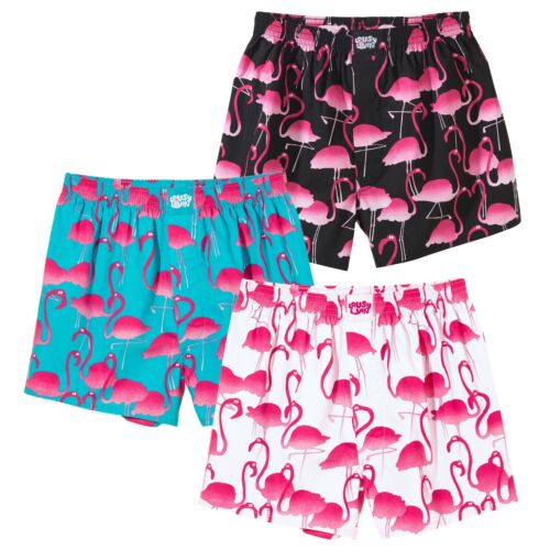 LOUSY LIVIN (by Cleptomanicx) FLAMINGO BOXER SHORTS 2 PACK Black Blue Underwear - Picture 1 of 12