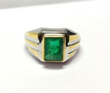 Smaragd Ring Herren Schwer 6x8 Oktagon 1.5 Karat Smaragd Vintage Ring