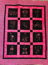 Pink Flannel Finished Quilted Nursery Crib Embroidered Elephants Quilt 41" x 50"