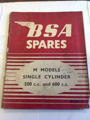 BSA M Modelle 500 und 600cc Ersatzteilkatalog Handbuch