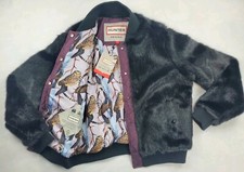 Mat Maitland Women's Hunter Faux Fur Bomber Coat Jacket L Large Owls New