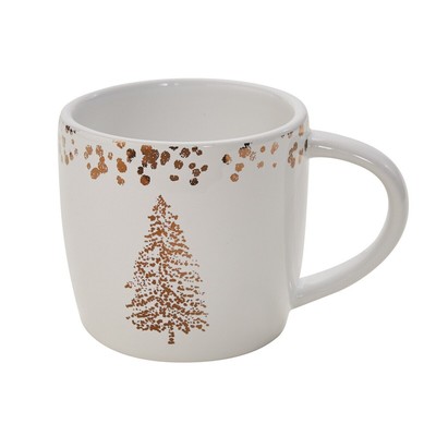 SET OF FOUR CHRISTMAS GOLDEN TREE MUGS, NIB, PARK DESIGNS/SPLIT P