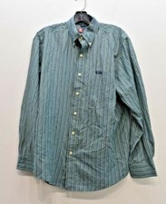 Chaps Mens Blue Striped Long Sleeve Button Down Business Dress Shirt L