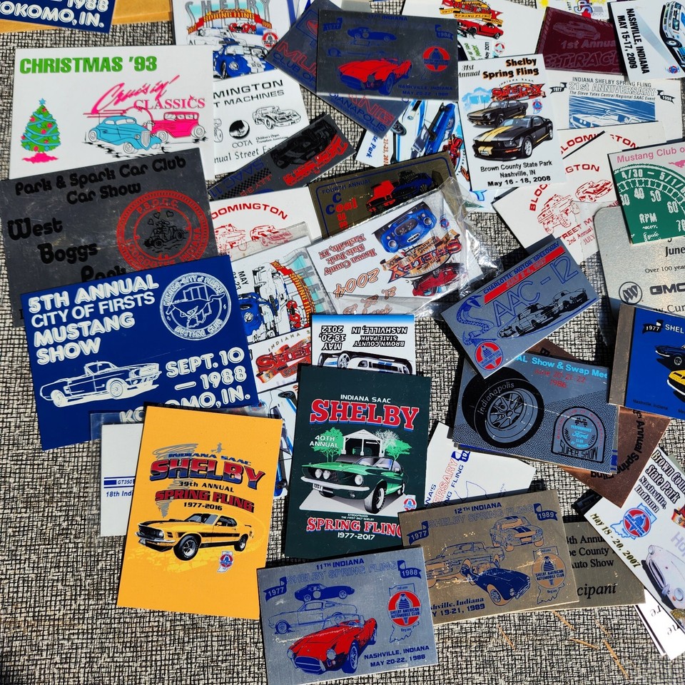 Vintage Classic Car Show Dash Plaques, Mustang Shelby, Indiana SAAC lot