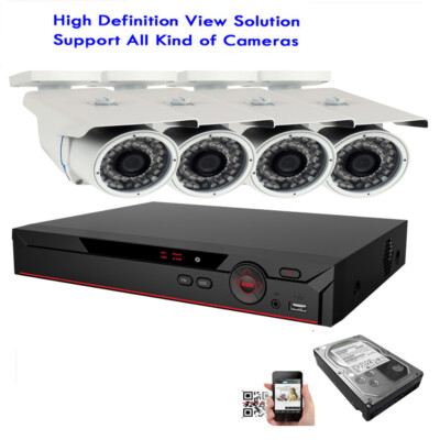 Amview 4Ch 6MP H DVR 1080P 4-in-1 AHD 2.6MP Bullet 72IR Security Camera CCTV 4GV