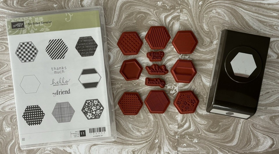 Sampler Stamp Stampin' Up Retired Six-Sided Sampler Stamp Set & Matching Hexagon ...