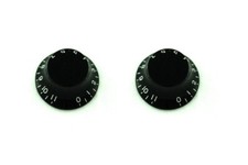 NEW - Guitar Bell Knobs 2 , 0-11, For USA Split Shaft Pots - BLACK