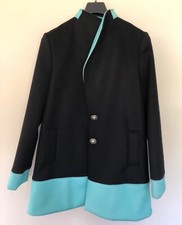 Fausto Puglisi Bnwt Women's Black & Green Wool Cashmere Coat Size 12 / M