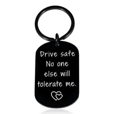 Christmas Gifts for Boyfriend Girlfriend Drive Safe Keychain Valentines Black