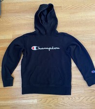 Champion Black Hoodie Sweatshirt Youth M Champion Logo on Front