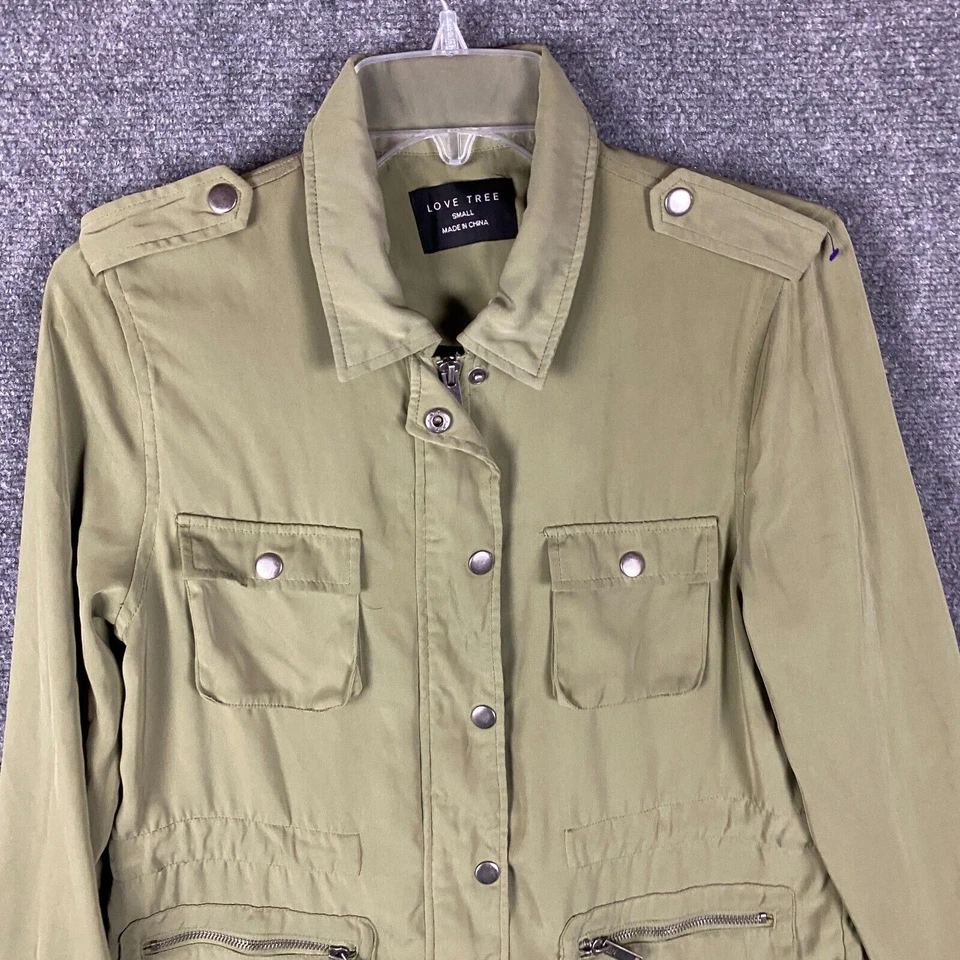 Chaqueta Militar Love Tree Para Mujer Pequeña Cremallera Completa Verde 100% Poliéster Adultos S Foto 2 de 4