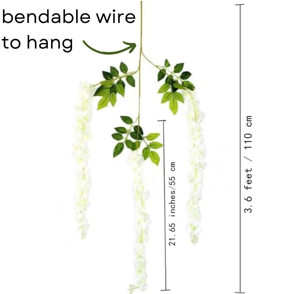 24pcs Hot Pink Wisteria Vines – 72 Branches Artificial Wedding Hanging Decor - Image 2 of 4