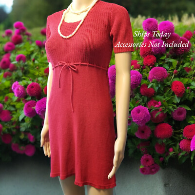 Espirit De Corp Vintage Women's Size S Short Sleeve 78% Acrylic Red Dress 11104