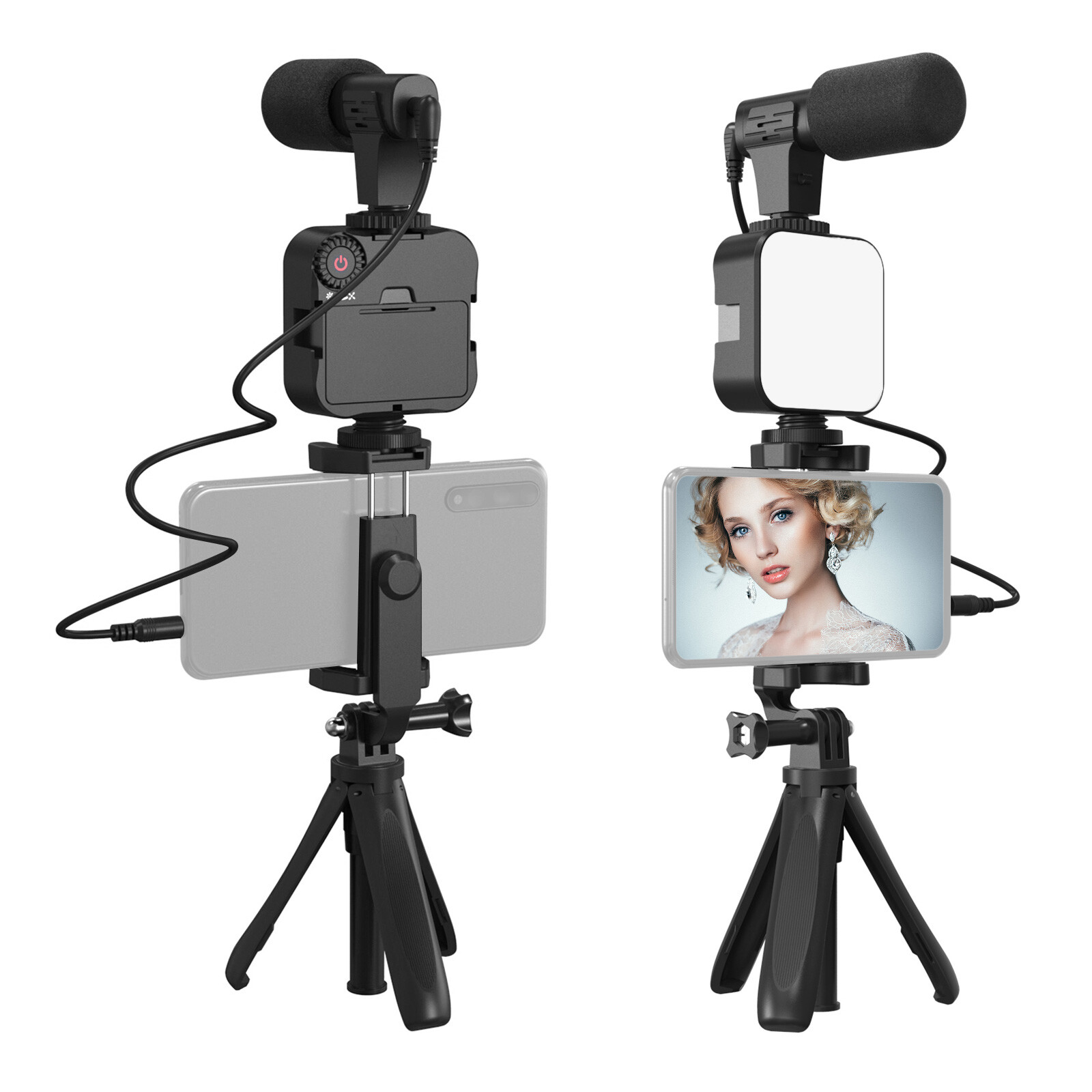 Smartphone Vlogging Kit Tripod  Holder + Microphone + Video  + T0N9-image
