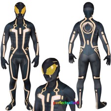 Tron Legacy Bodysuit Mask Zentai Jumpsuit Halloween Cosplay Costume Outfit Men