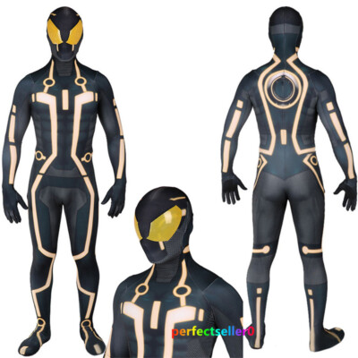 Tron Legacy Bodysuit Mask Zentai Jumpsuit Halloween Cosplay Costume Outfit  Men