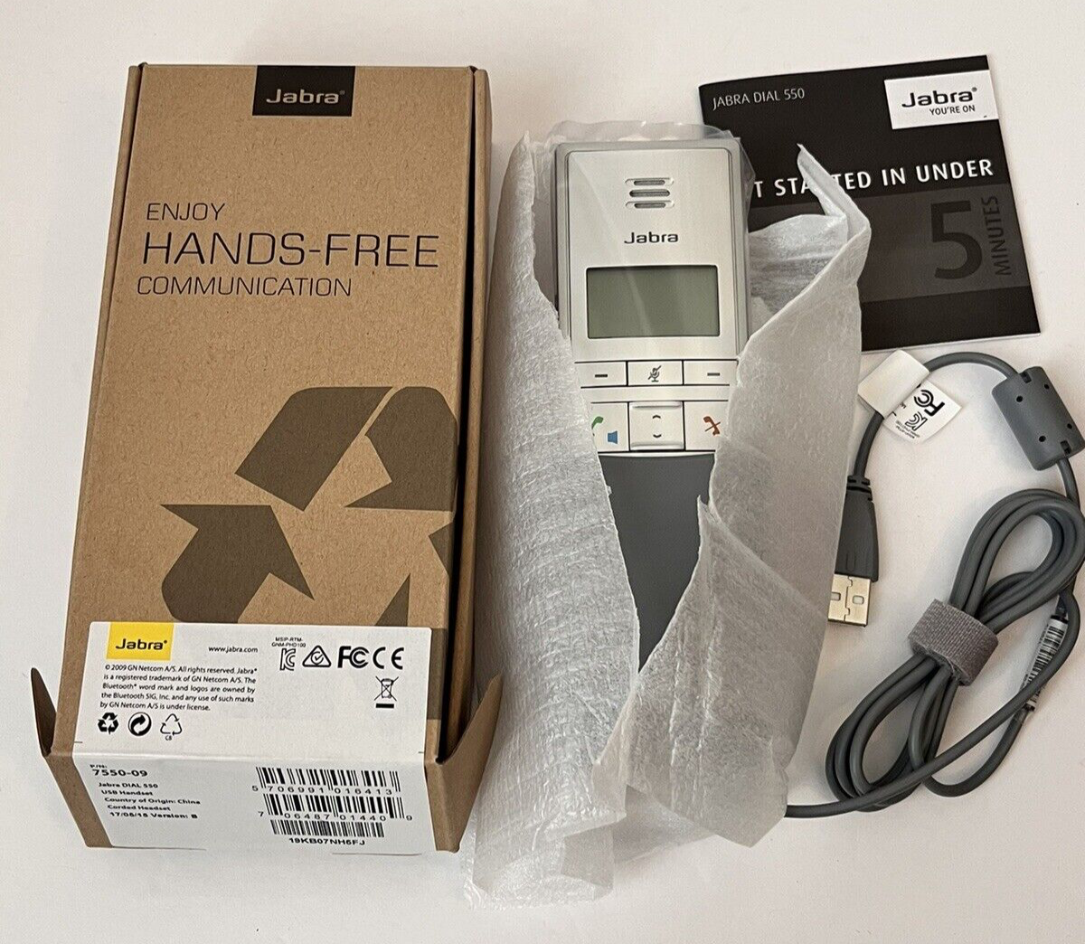 JABRA GN Netcom 7550-09 Dial 550 USB Corded Hands-Free Headset New