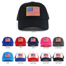 Yellow American Flag Patch Youth Size Mesh Baseball Cap- FREE SHIPPING