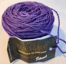 Cascade Yarns 220 SPORT wt. 100% Peruvian Wool 164 yds #9699 PURPLE Knit