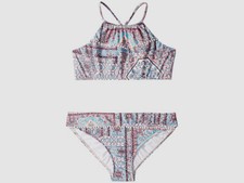 122 Seafolly Girls Pink Geo Print Two-Piece Tankini Set Swimwear AUS Size 6