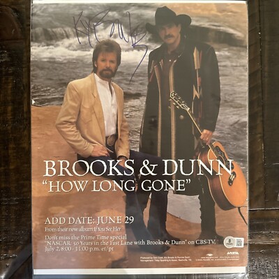 BROOKS+DUNN HAND SIGNED How Long Gone Poster Kyle Brooks Signed Beckett COA