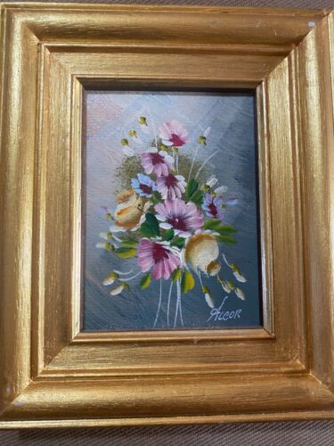 Small Alcor? "A Floral Scene" Oil On Board Painting R10 - Signed And Framed