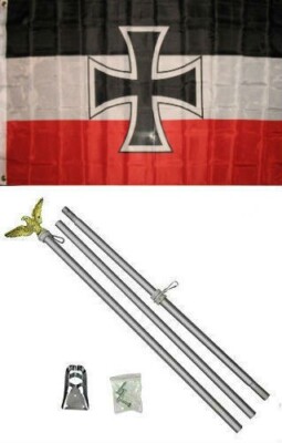 3x5 German Jack Iron Germany Flag Aluminum Pole Kit Set 3'x5'