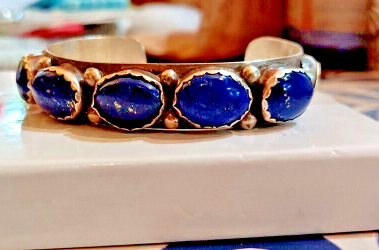 lapis native american cuff signed - image 1