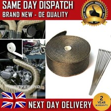 10M Titanium Gold Heat Wrap Tape Exhaust Insulating Downpipe Manifold 10 Ties UK