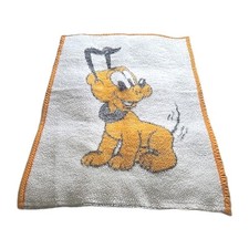 Walt Disney’s Baby Pluto Vintage 80's Biederlack Baby Blanket Made In USA 36X25