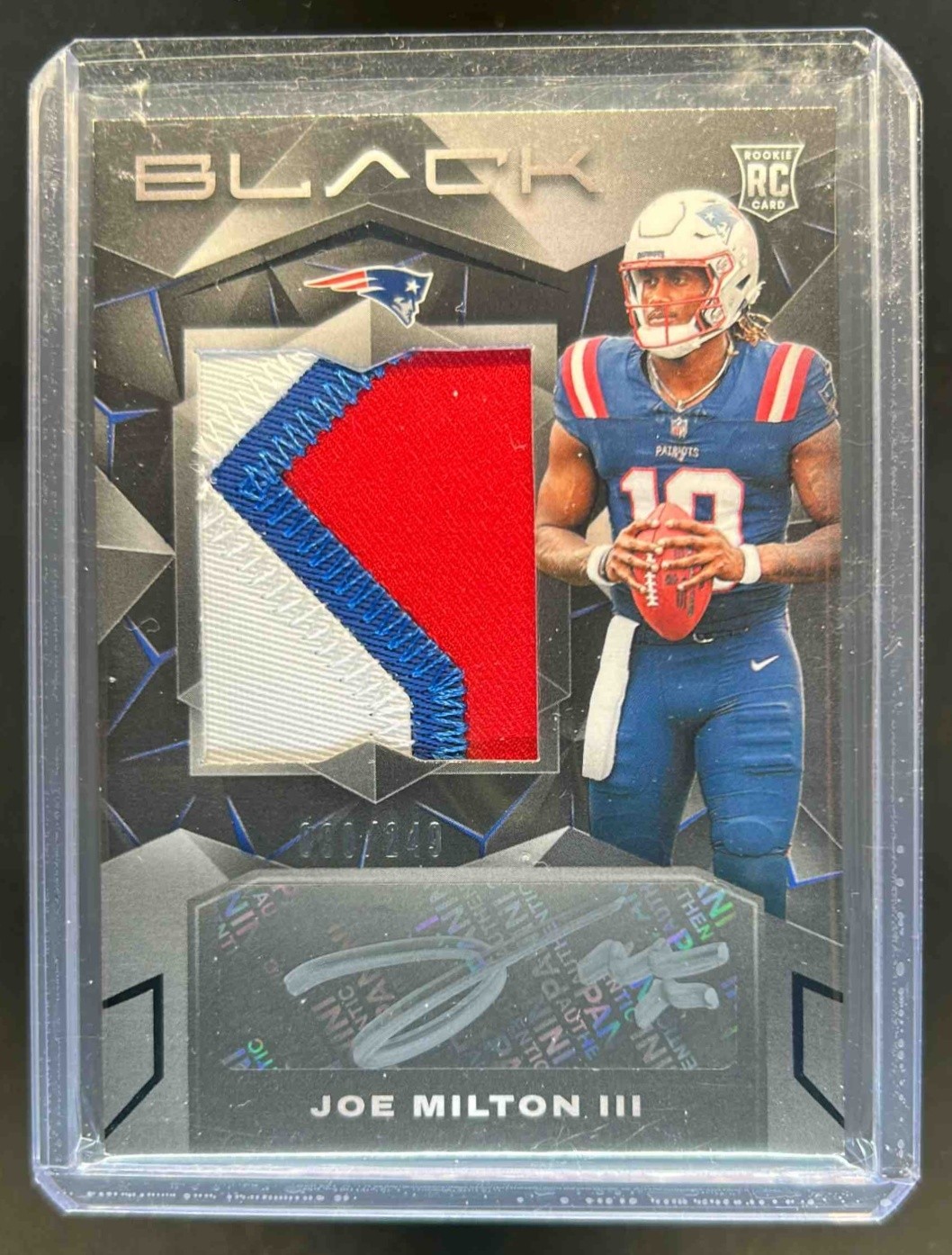 2024 Panini Black Joe Milton III Rookie Patch Auto RC Rookie #/249 Patriots