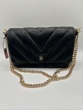 Victoria  s Secret Crossbody Black Quilted NWT Shoulder Bag Gold Chain Strap
