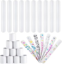 AMOR PRESENT Slap Bracelets Bulk, 64PCS White DIY Large, white