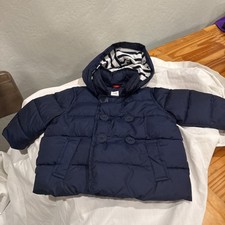 Kids Baby Gap Puffer Pea Coat Winter Jacket - Navy Blue - Size 6-12 Months EUC