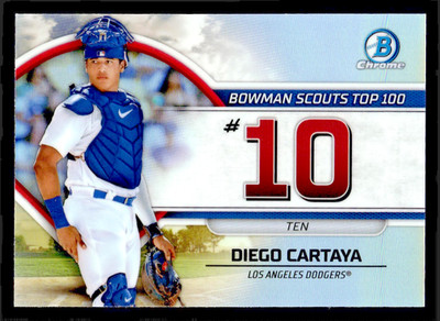 2023 Bowman Chrome Diego Cartaya Scouts Top 100 #BTP-10 - Los Angeles Dodgers