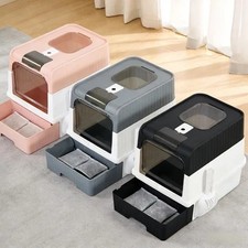 Fully Enclosed Extra Cat Litter Box Large Drawer Style with Scoop Foldable
