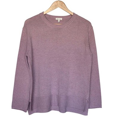 Ella Moss Sweater Womens Size Small Purple Crewneck Lightweight Knit Side Slit