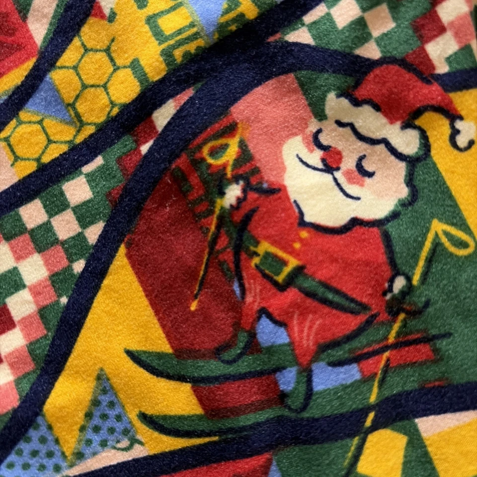 New LuLaRoe Santa Claus Skier Pixilated Aztec Patchwork Leggings Size TC (12-18) - Image 2 of 4