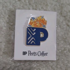 Peet's Coffee Floral Mug Enamel Pin A - Pinback Brooch Peets Starbucks