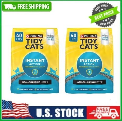 2 BAG Purina Tidy Cats Instant Action Non Clumping Cat Litter Deodorizer, 40 lb