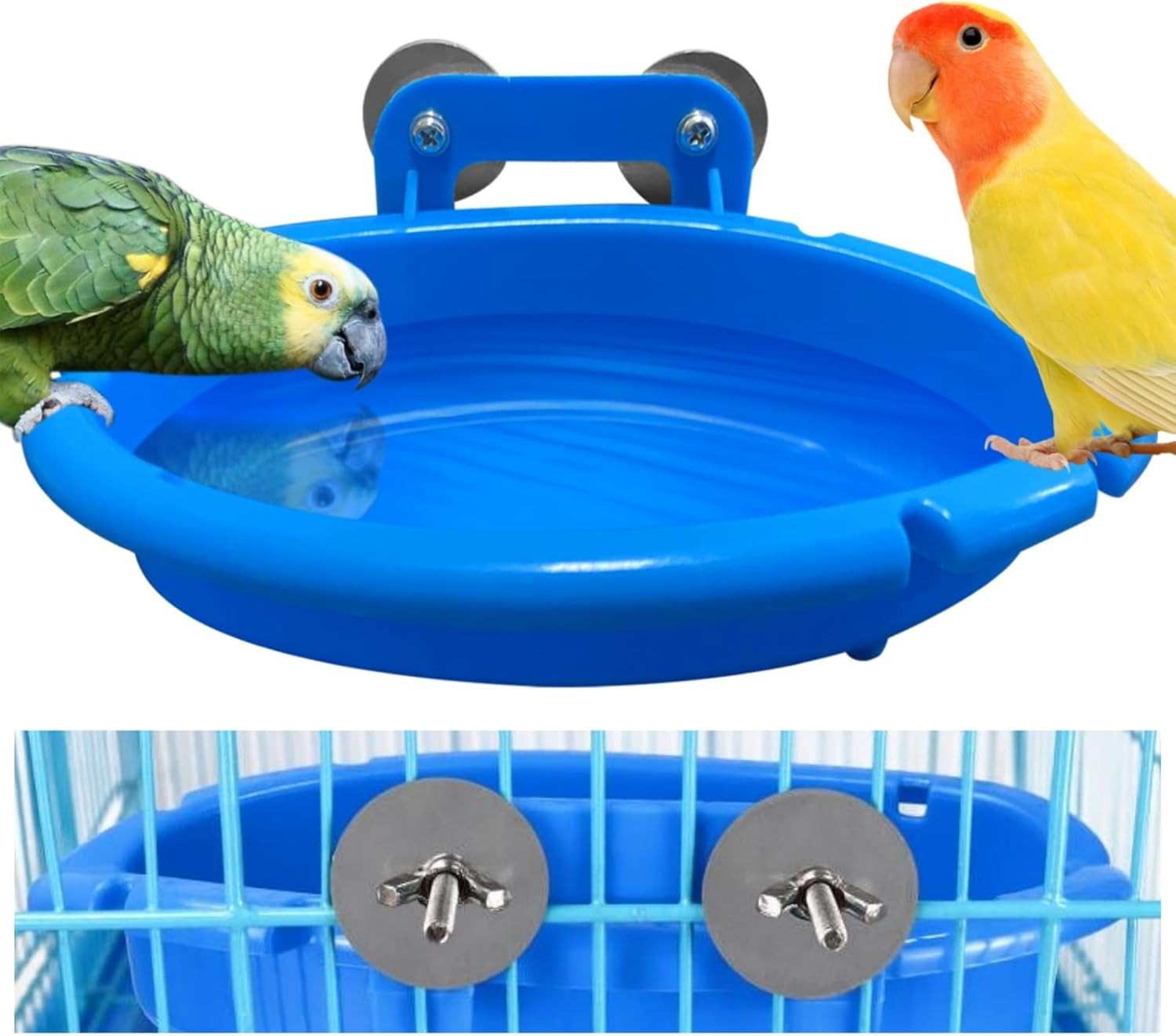 Bird Bath for Cage Bird Water Bowl Budgie Bath Tub Bird Food Feeder Shower Tray